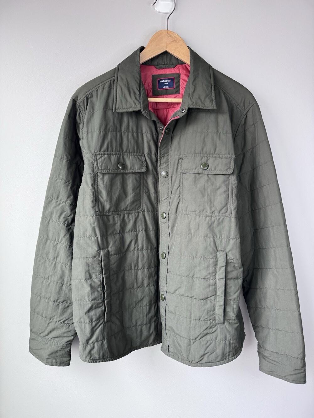 Untuckit Mens Quilted Field Jacket Size L Holderson Green